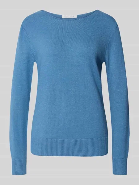 Sweter z dzianiny o kroju regular fit z mieszanki z dekoltem w łódkę Christian Berg Woman