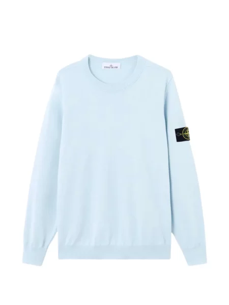 Hanorac crewneck Stone Island cu decolteu rotund cu strasuri albastru