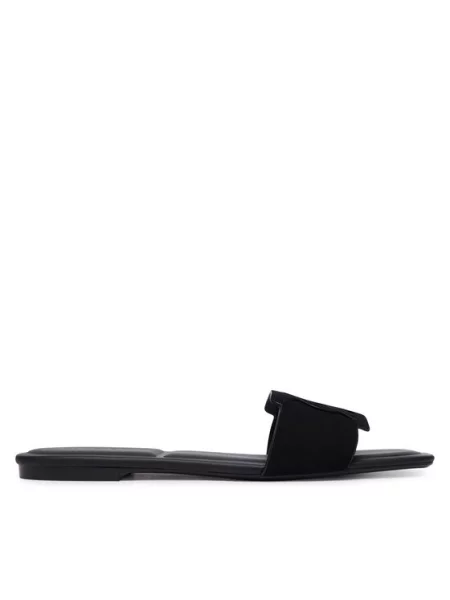 Papuci Calvin Klein din piele de căprioară fără toc negru