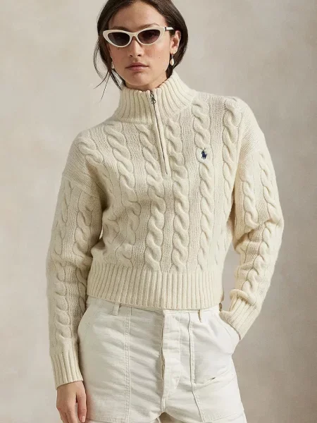 Polo Ralph Lauren pulover pentru femei din lână alb