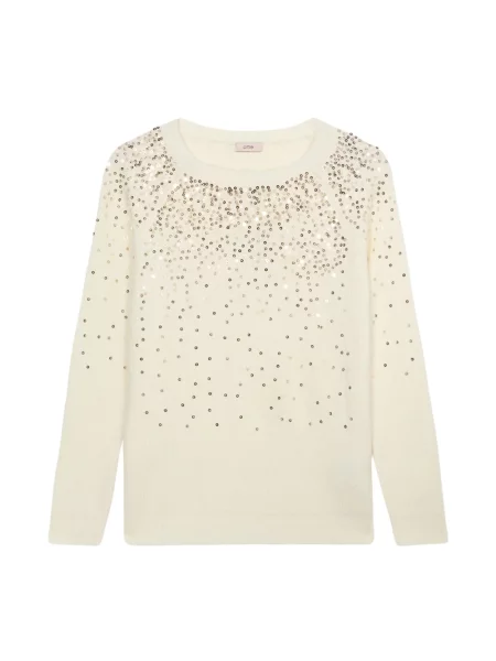 Sweter Oltre z cekinami wełniany biały