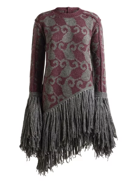 Rochie mini Etro cu franjuri tricotate de costum gri