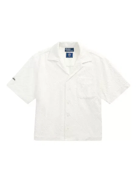 Tricou Polo Ralph Lauren din piele cu broderie în carouri maro