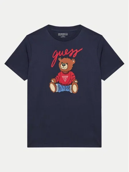 Guess Marškinėliai Tamsiai mėlyna Regular Fit raudona
