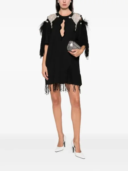 Rochie mini Loulou cu pene de costum negru