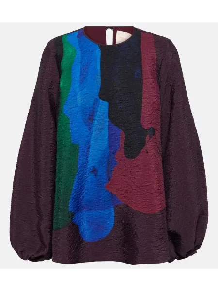 Jedwabny top Roksanda z nadrukiem fioletowy