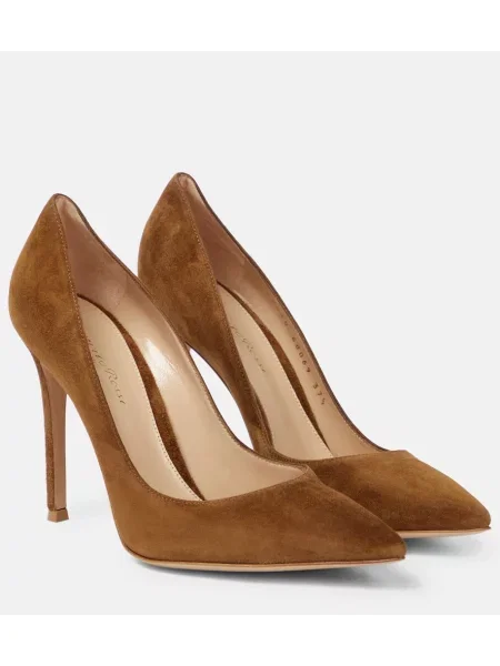 Pantofi cu toc Gianvito Rossi din piele de căprioară bej