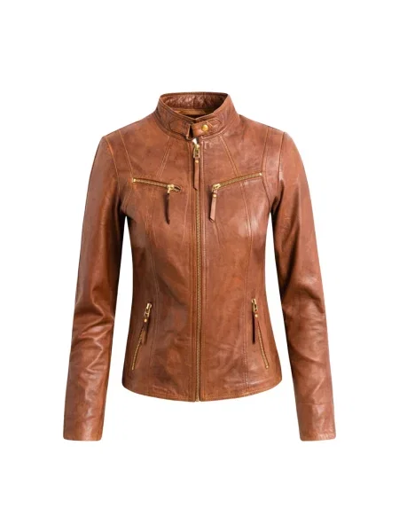 Kurtka skórzana Btfcph klasyczna brązowa