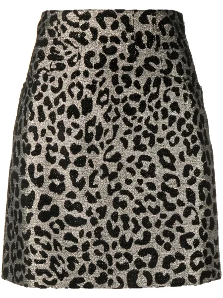 Fusta mini Genny cu imagine cu model leopard argintiu