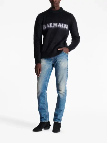 Raštuotas megztinis Balmain juoda