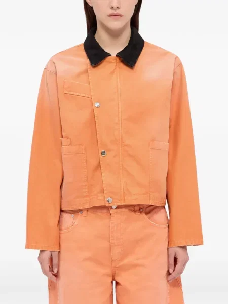 Kołnierzykowy kurtka jeansowa Msgm pomarańczowa