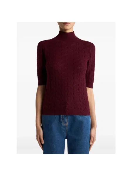 Sweter z golfem Etro wełniany czerwony
