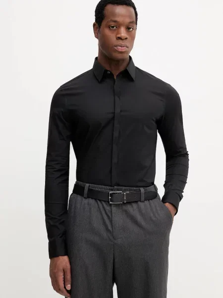 Košile Calvin Klein slim s klasickým límcem černá