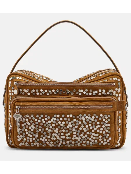 Geantă Acne Studios din piele de căprioară maro