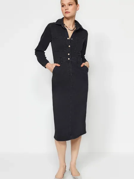 Rochie din denim Trendyol negru
