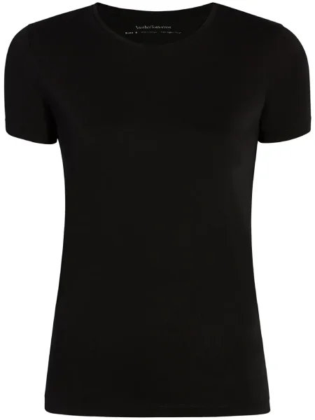 Tricou Another Tomorrow cu decolteu rotund negru