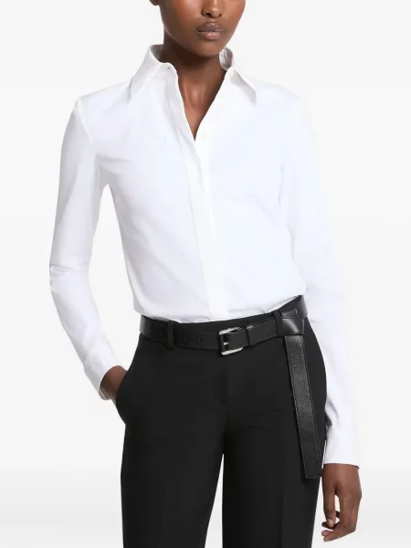 Koszulka Michael Kors Collection z okrągłym dekoltem koronkowa dzwony czarna