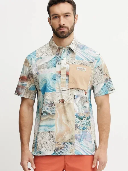 Тениска с яка Columbia Cove Beach с десен бежово