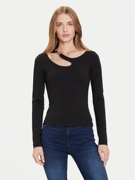 Блуза Guess ELEANOR дамска с апликация черно
