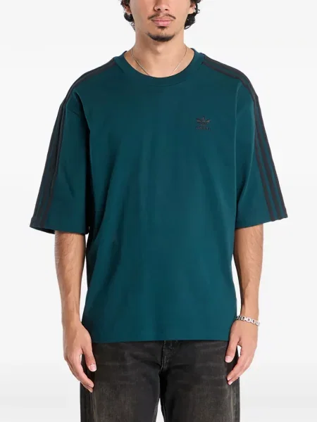Tricou Adidas cu dungi cu broderie alergare gri