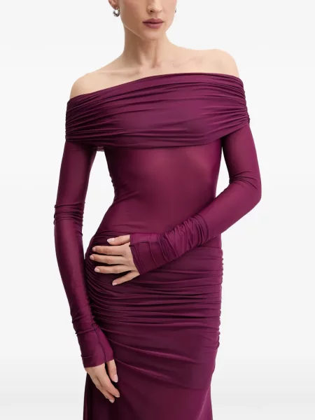 Rochie maxi Aniye By cu volane cu umerii deschiși violet
