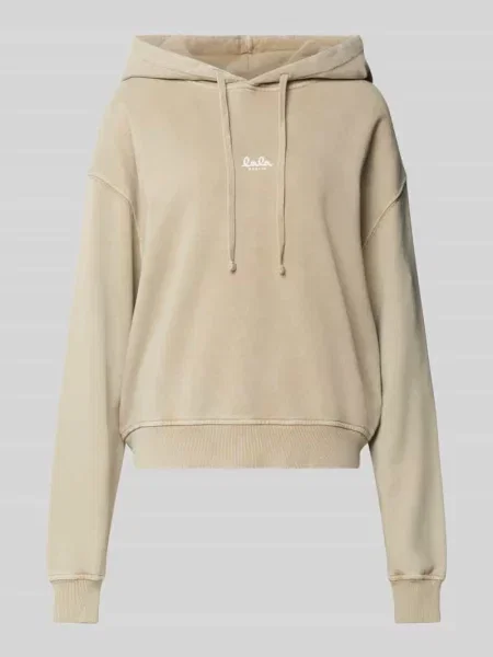 Bluza z kapturem o kroju oversized z czystej bawełny Lala Berlin beżowa