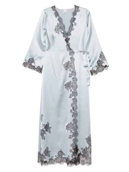 Сатенен халат Carine Gilson синьо