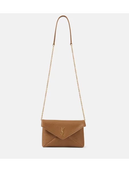 Usnjena pisemska torbica Saint Laurent rjava