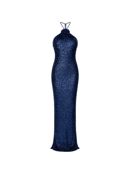 Rochie Roserry cu paiete cu gât halter albastru