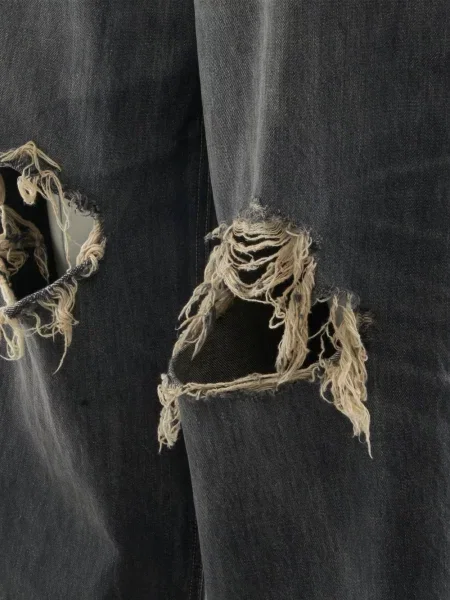 Široké džíny Kamiya s oděrkami šedé