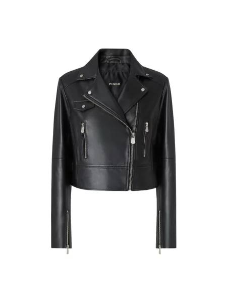 Kurtka skórzana Pinko czarna