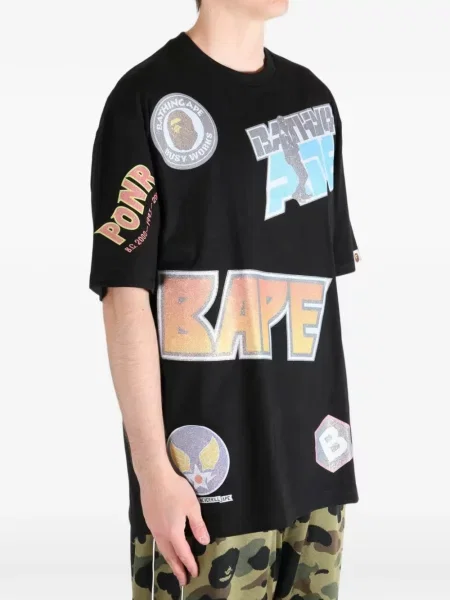 Tricou A Bathing Ape® cu imagine negru