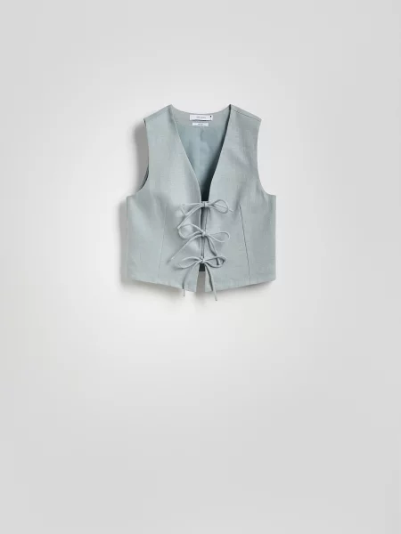 Reserved Лляна жилетка темно-синій синій