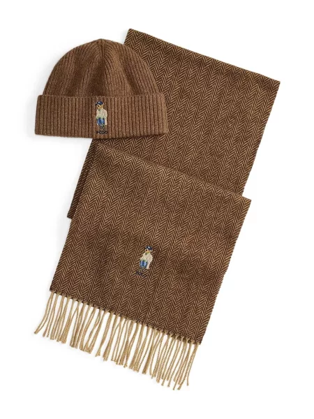 Polo Ralph Lauren Set Fular și Căciulă maro