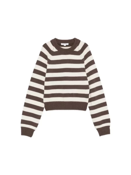 Sweter Sporty And Rich wełniany w paski z paskiem