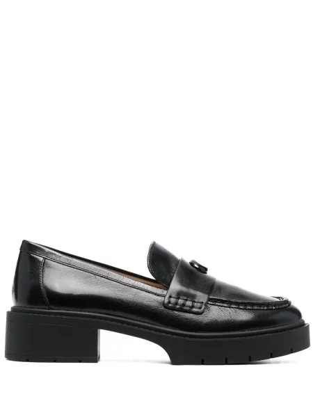 Kožené chunky loafers Coach černé