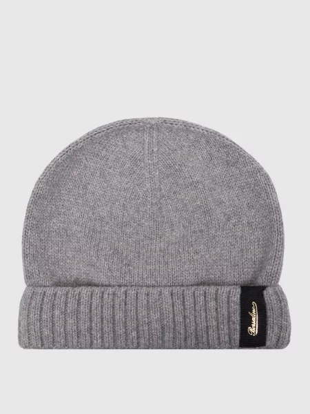 Шапка з кашеміру з логотипом Borsalino сіра