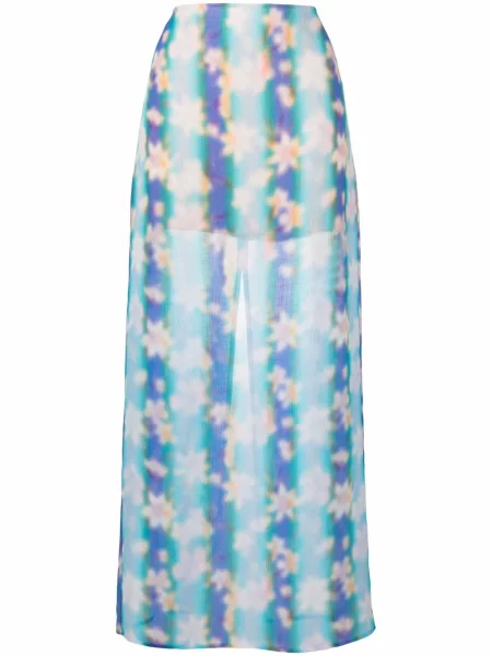 Fusta maxi Nina Ricci cu model floral cu imagine albastru
