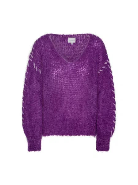 Sweter Americandreams wełniany fioletowy