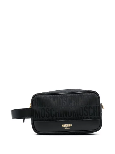 Geantă de mână Moschino din piele cu imagine negru
