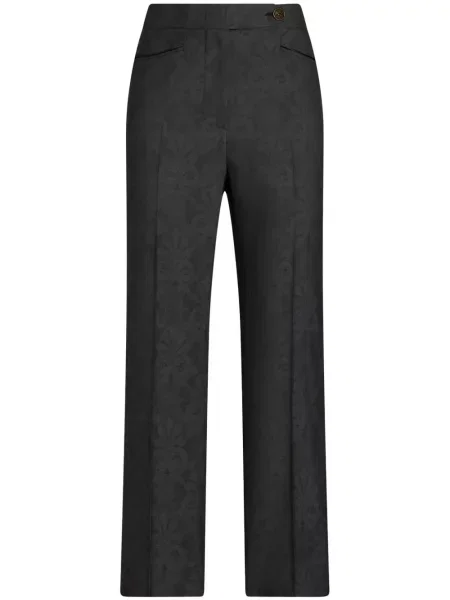 Pantaloni Etro cu model floral din jacard gri