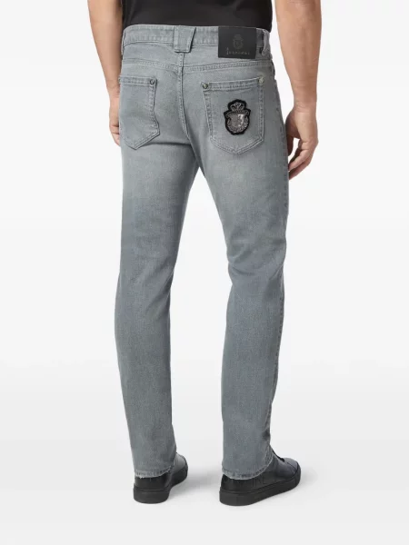 Blugi Billionaire cu broderie gri