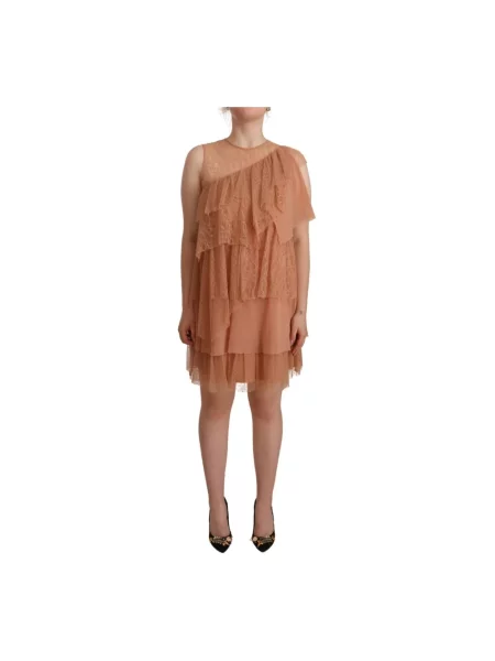 Sukienka koszulowa Liu Jo bez rękawów z falbankami koronkowa różowa