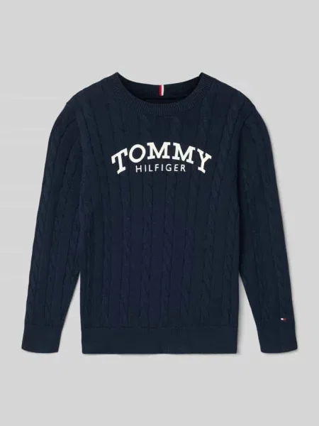Regular Fit sweter z czystej bawełny Tommy Hilfiger granatowy
