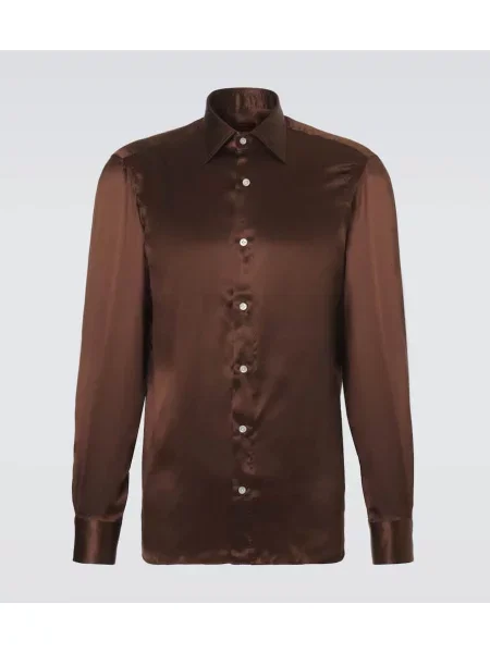 Cămașă Rubinacci din satin maro