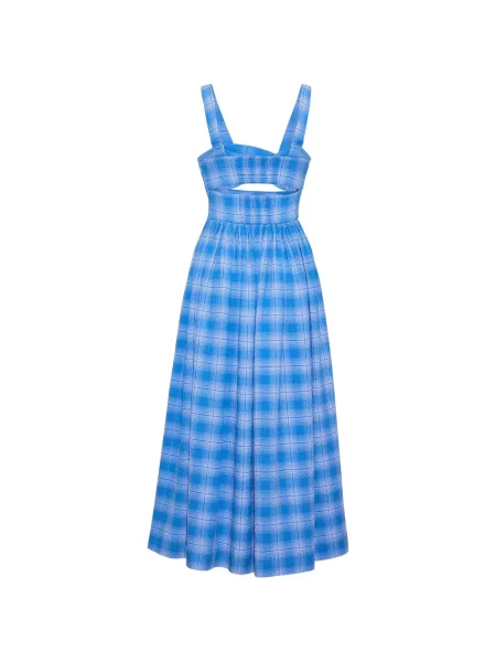 Rochie midi Cara Cara în carouri albastru