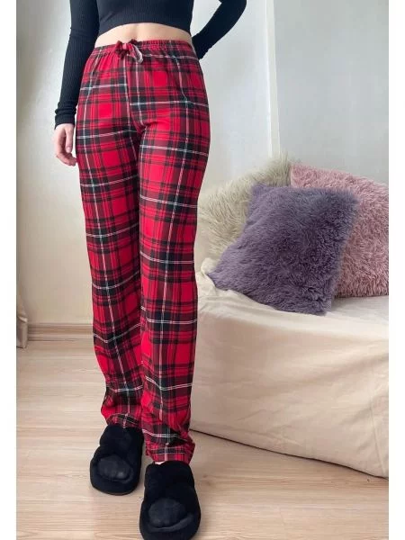 Кадифена карирана пижама Dewberry черно