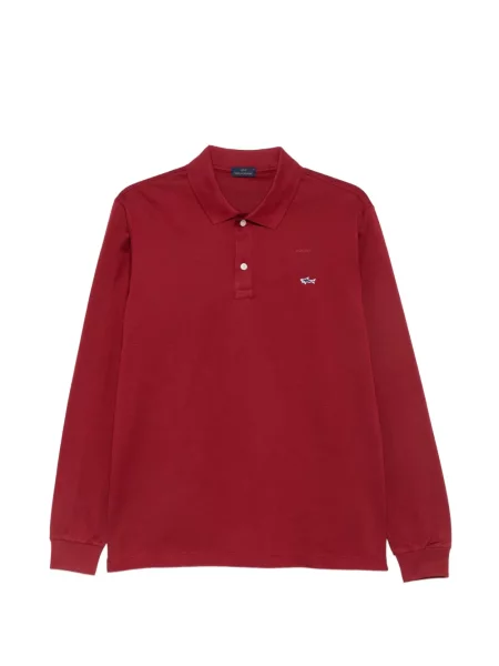 Lung tricou polo Paul & Shark cu broderie roșu