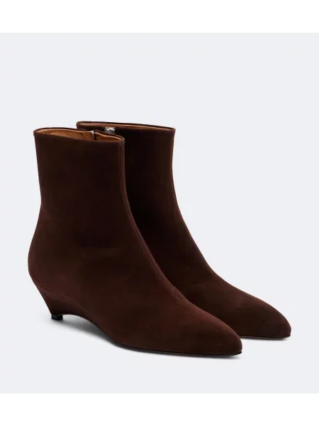 Cizme scurte Jil Sander din piele de căprioară maro