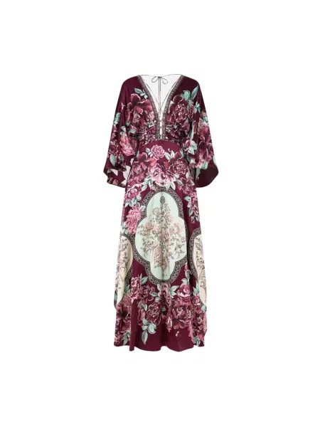 Sukienka maxi Camilla sznurowana z dekoltem w serek koronkowa